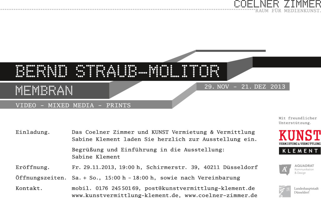 Membran, Einladung zur Ausstellung von Bernd Straub-Molitor